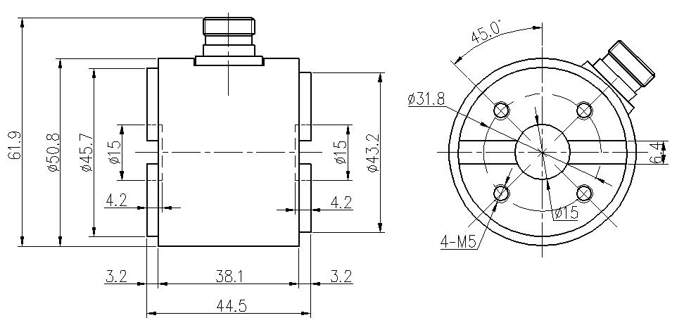 靜態(tài)扭矩傳感器扭力傳感器CAZF-T50.8外形尺寸圖 靜態(tài)扭矩傳感器扭力傳感器CAZF-T50.8外形尺寸圖