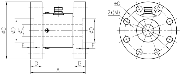 靜態扭矩傳感器CAZF-T98外形尺寸圖 靜態扭矩傳感器CAZF-T98外形尺寸圖